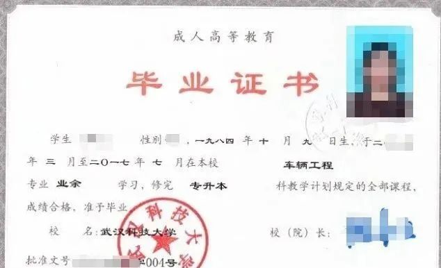 成人高等教育畢業(yè)證書